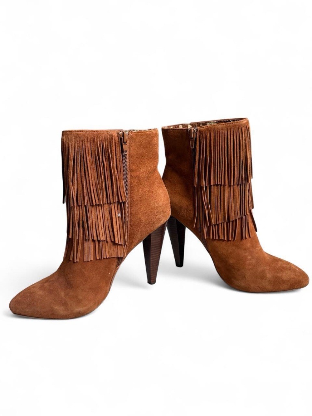 Steve Madden Suede Fringe Mid-Calf Boots - Brown Women’s Heeled Booties